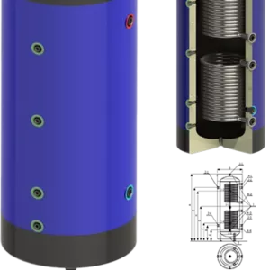 Буферная емкость с изоляцией и 2 змеевиками
