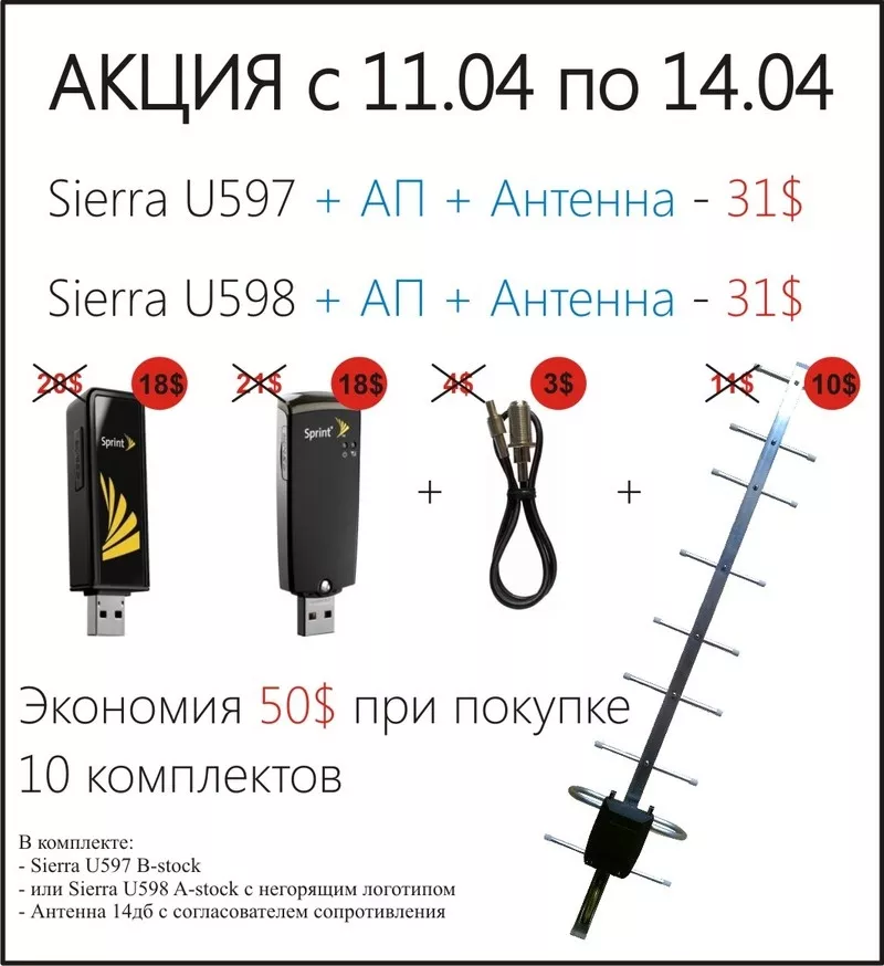 Комплект CDMA оборудования Sierra 597(598) + антенны + АП