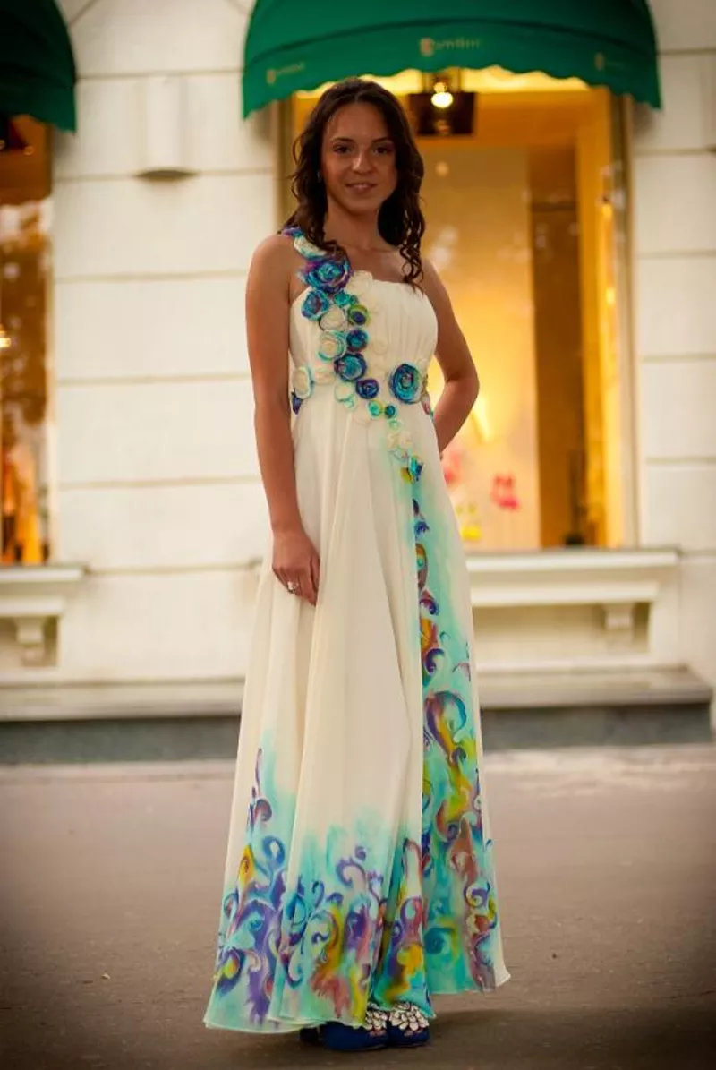 Cвадебное платье с ручной росписью батик 4