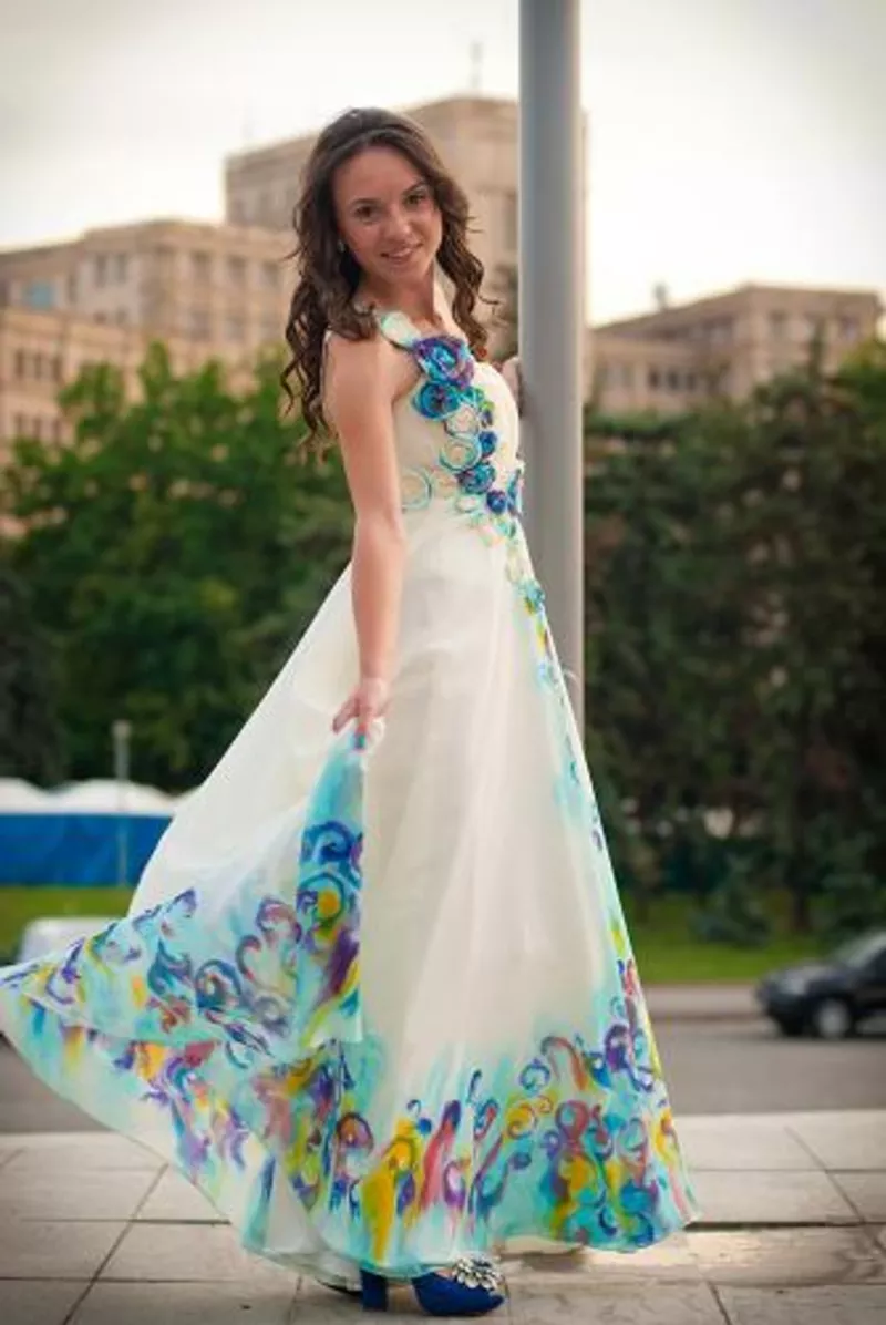 Cвадебное платье с ручной росписью батик 5