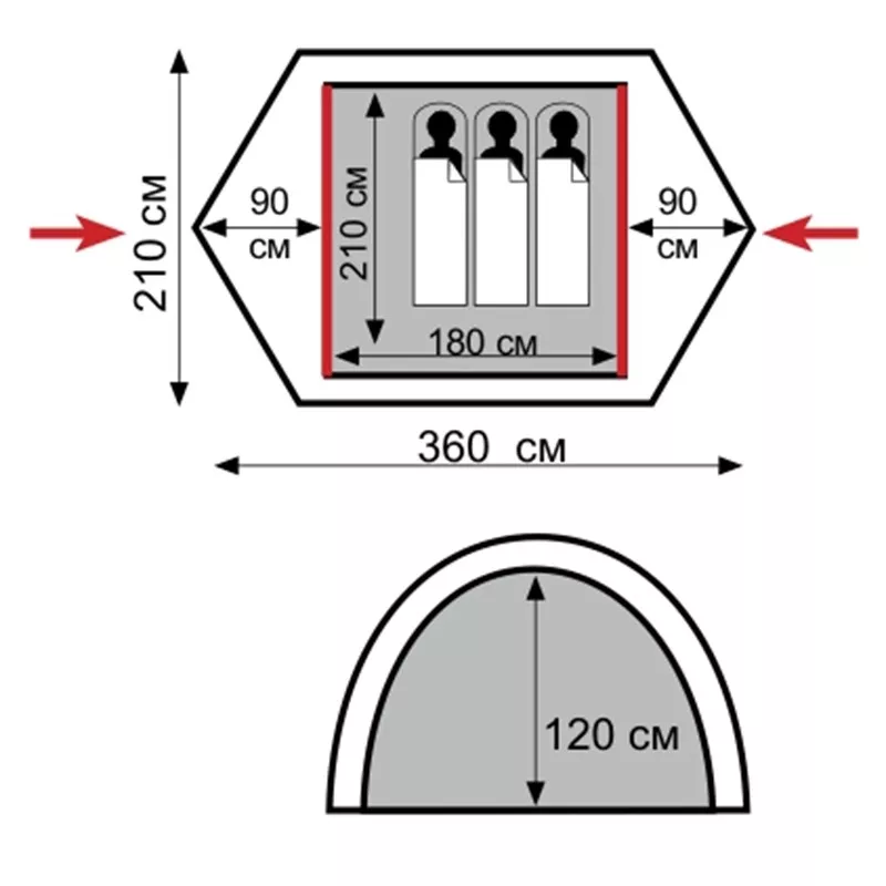 Туристическая палатка Tramp Peak 2,  3 2