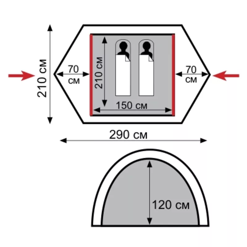 Туристическая палатка Tramp Peak 2,  3 3