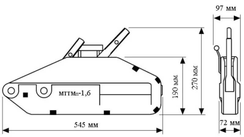 Монтажно-тяговый тросовый механизм 1, 6т. 3