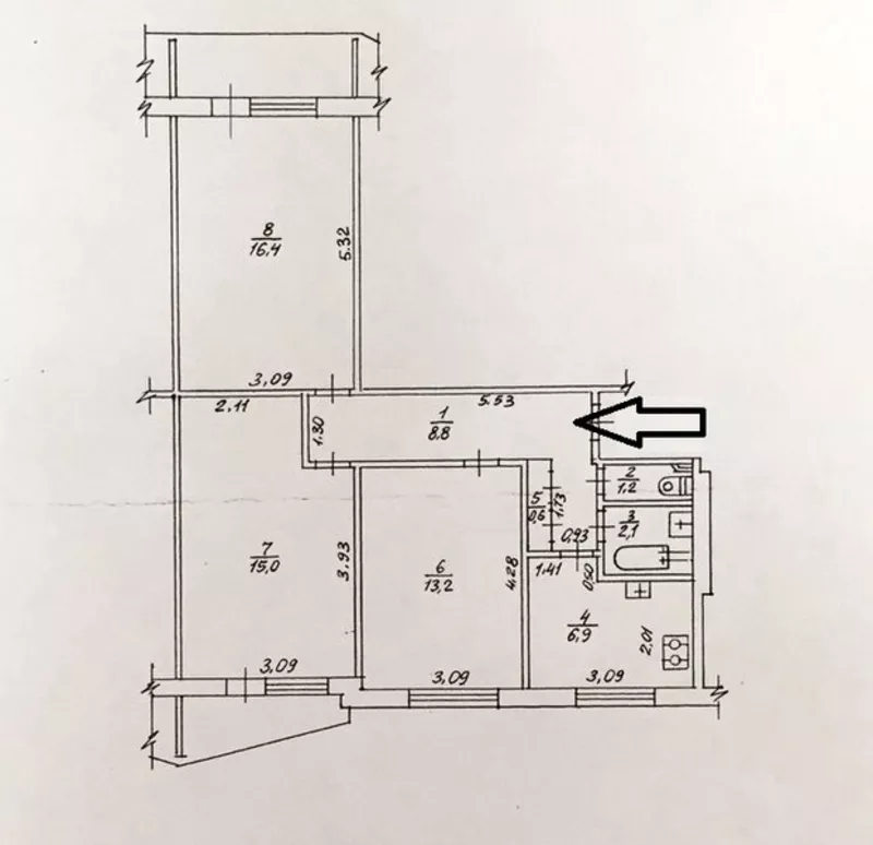 Продам 3 ком.квартиру ул.Ахсарова 17.