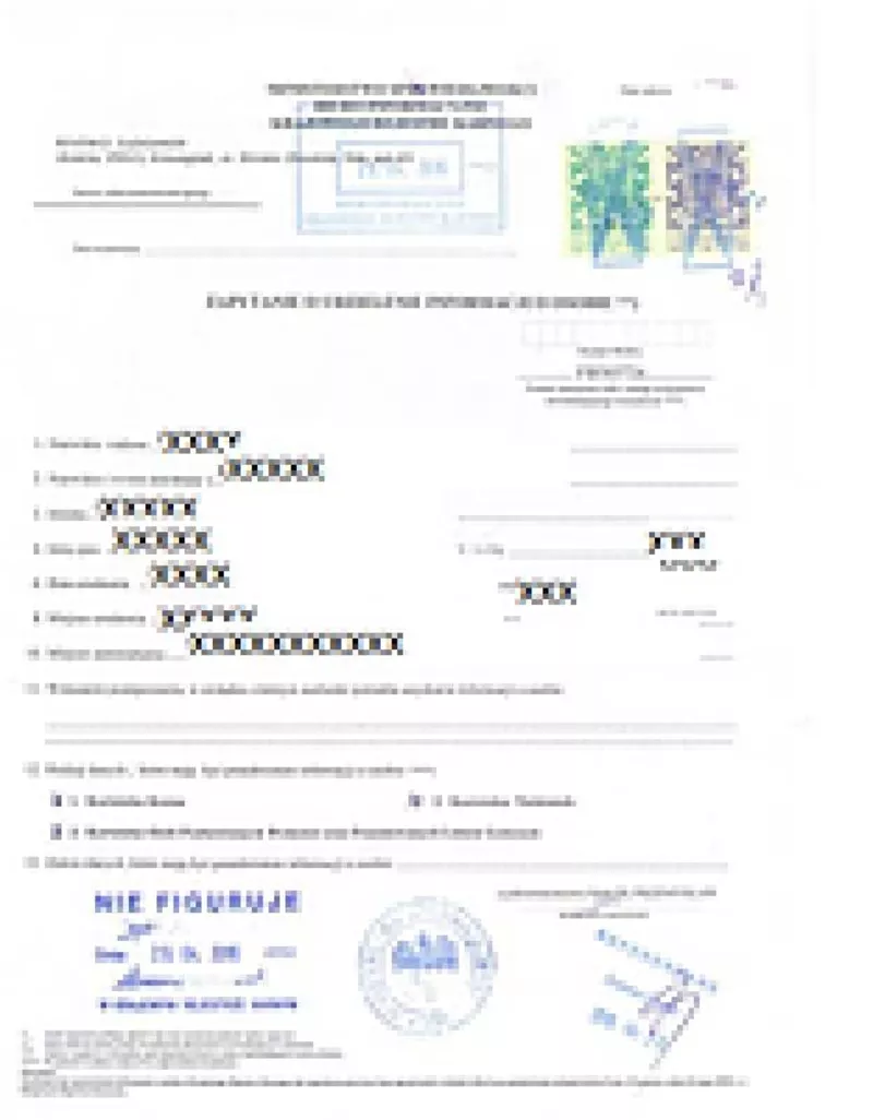 Польша.Справка о несудимости без посредников 25евр 2